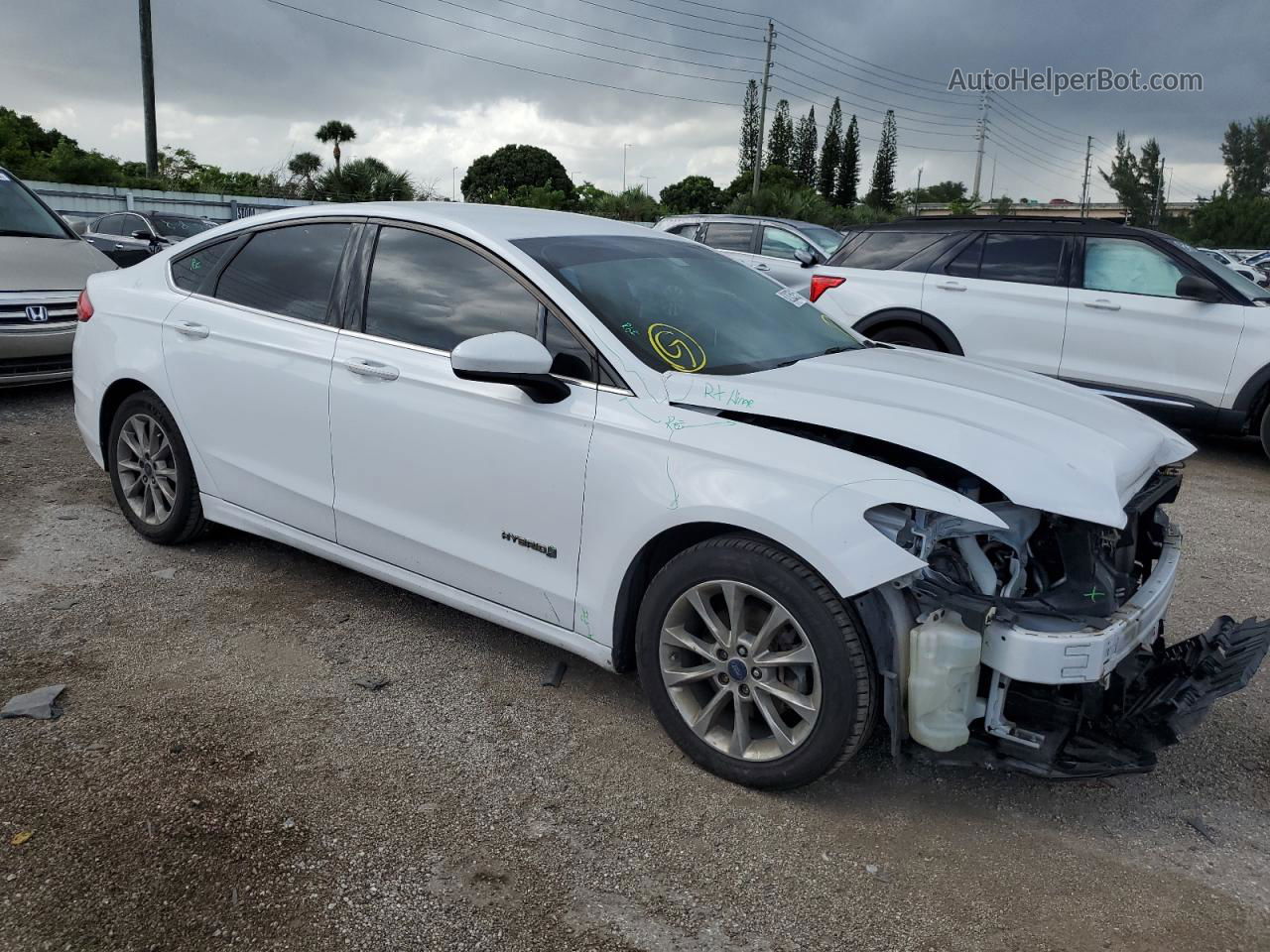 2017 Ford Fusion S Hybrid White vin: 3FA6P0UU1HR161610