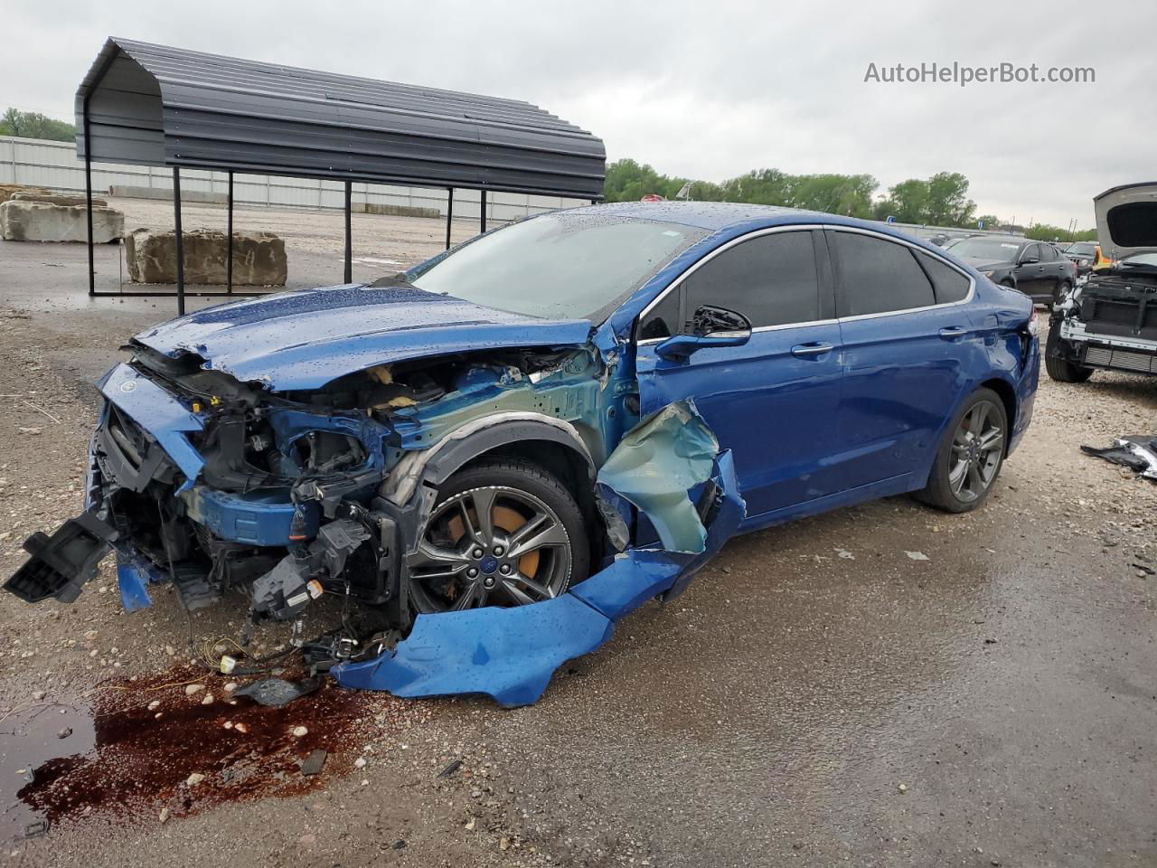 2017 Ford Fusion Sport Blue vin: 3FA6P0VP2HR268643