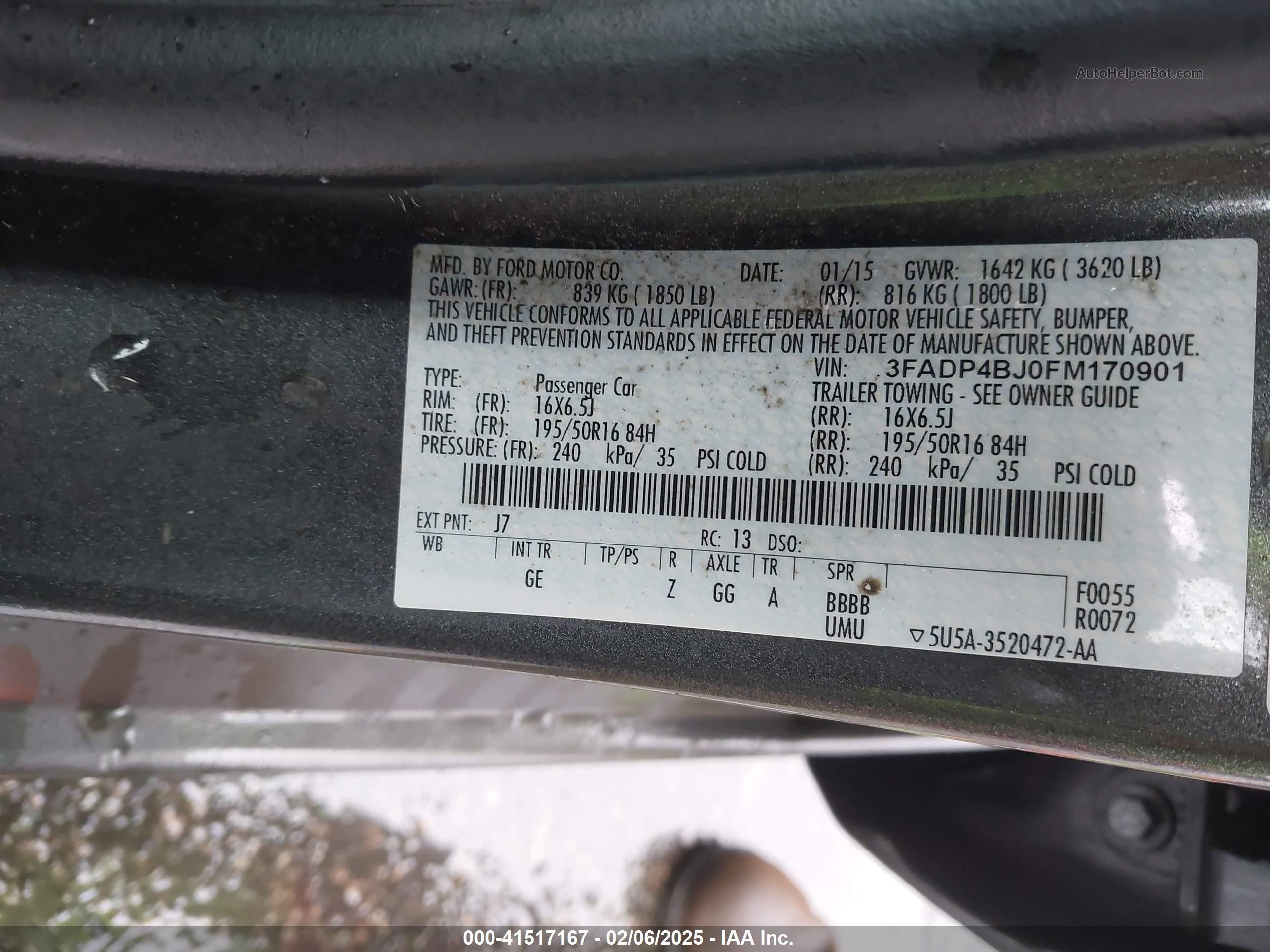 2015 Ford Fiesta Se Серый vin: 3FADP4BJ0FM170901