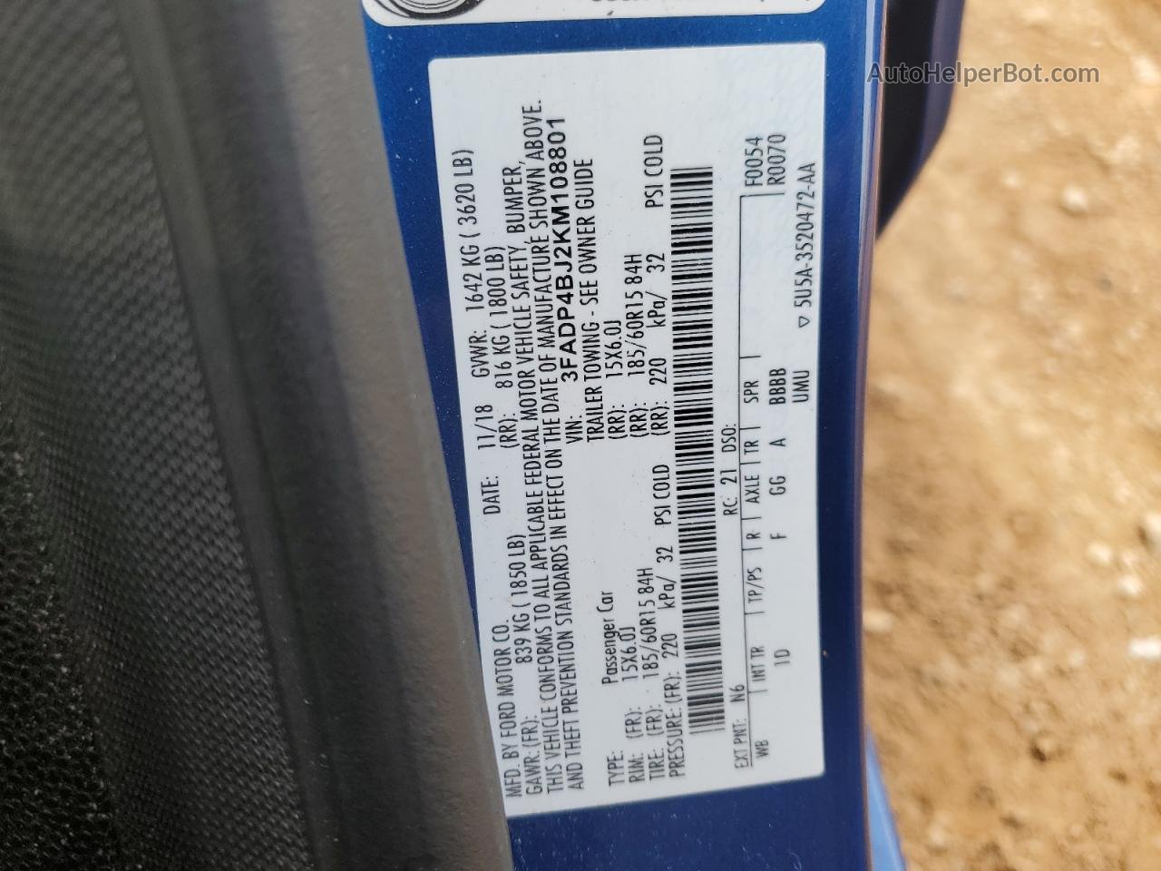 2019 Ford Fiesta Se Синий vin: 3FADP4BJ2KM108801