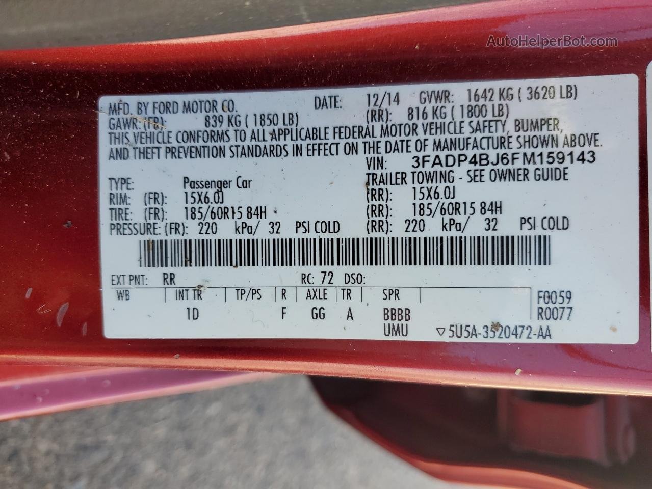 2015 Ford Fiesta Se Красный vin: 3FADP4BJ6FM159143