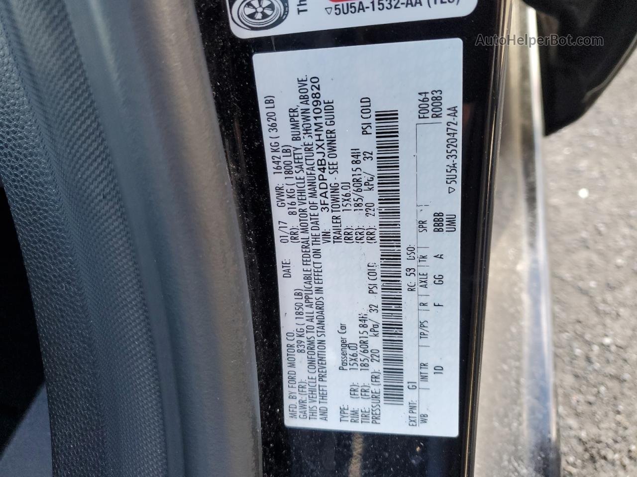 2017 Ford Fiesta Se Black vin: 3FADP4BJXHM109820