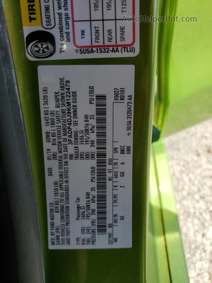 2019 Ford Fiesta St Green vin: 3FADP4DJ9KM122479