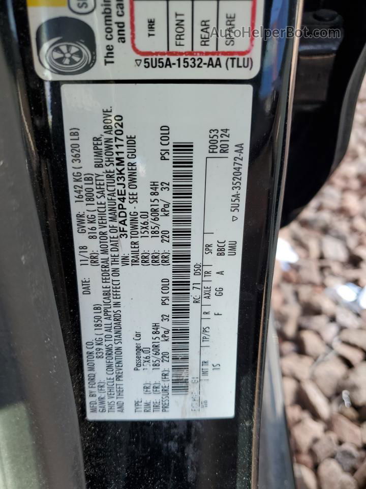 2019 Ford Fiesta Se Черный vin: 3FADP4EJ3KM117020