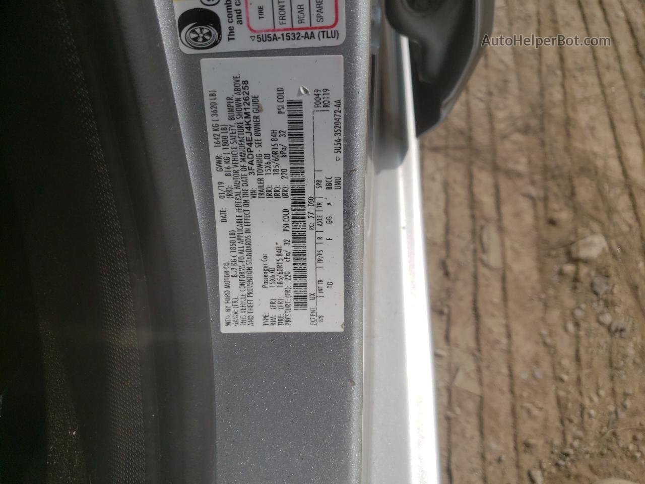 2019 Ford Fiesta Se Серебряный vin: 3FADP4EJ4KM126258