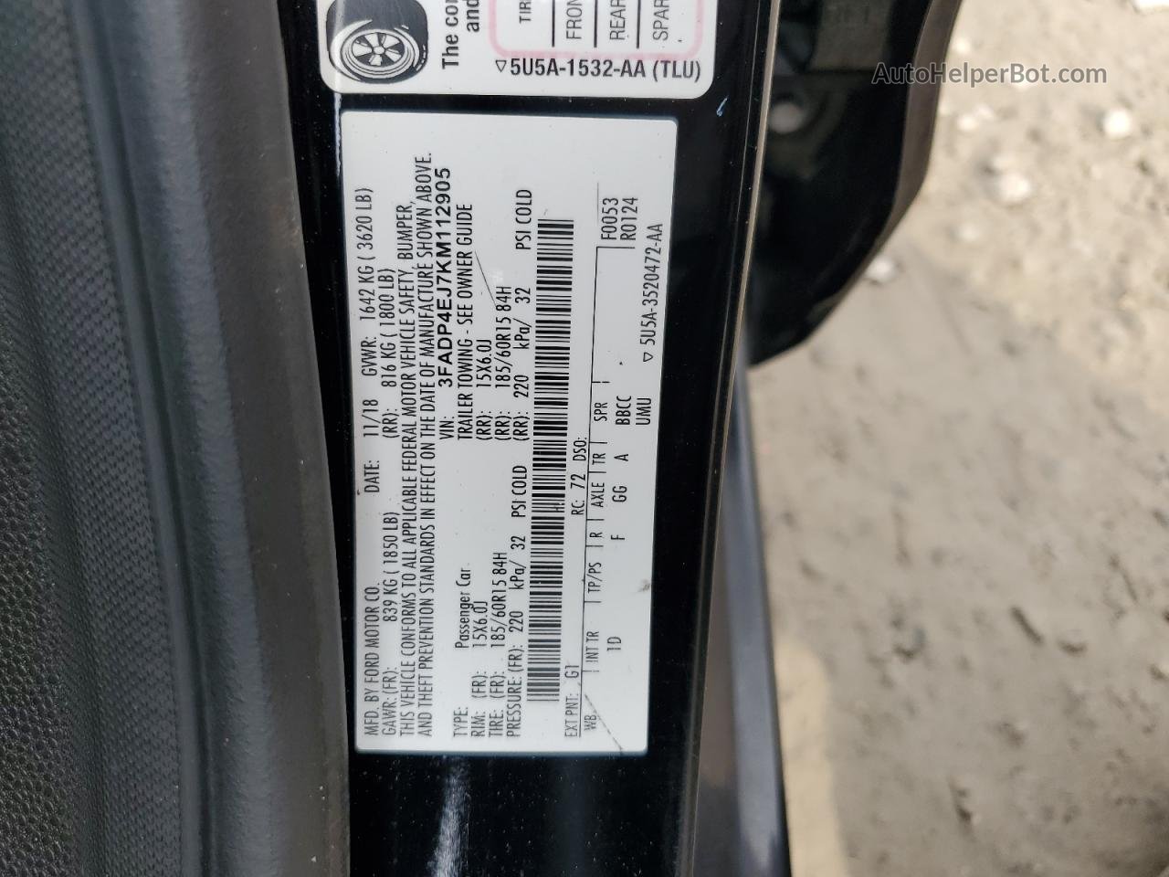 2019 Ford Fiesta Se Black vin: 3FADP4EJ7KM112905