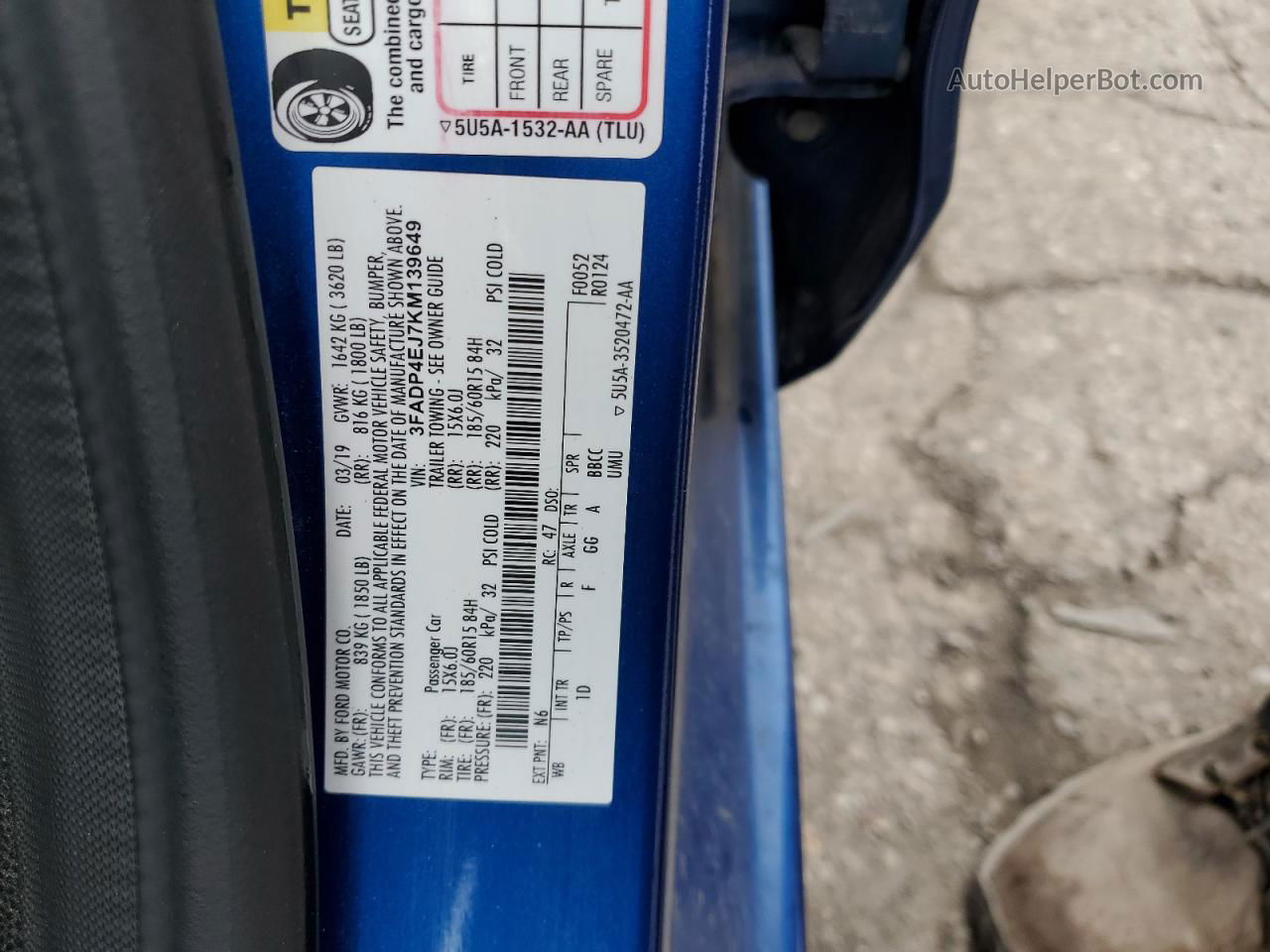 2019 Ford Fiesta Se Синий vin: 3FADP4EJ7KM139649