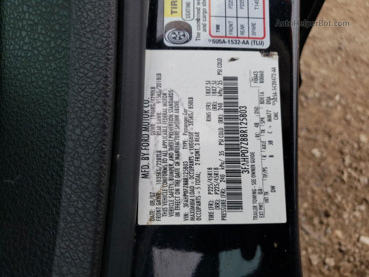 2008 Ford Fusion Se Черный vin: 3FAHP07Z88R125803