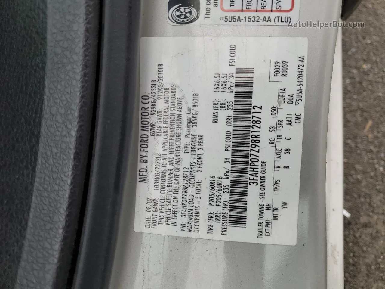 2008 Ford Fusion Se Gray vin: 3FAHP07Z98R128712