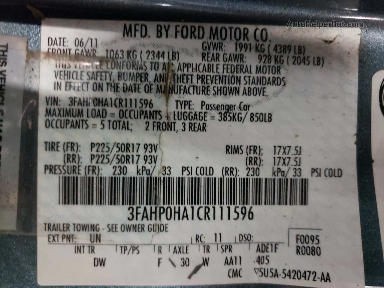 2012 Ford Fusion Se Blue vin: 3FAHP0HA1CR111596