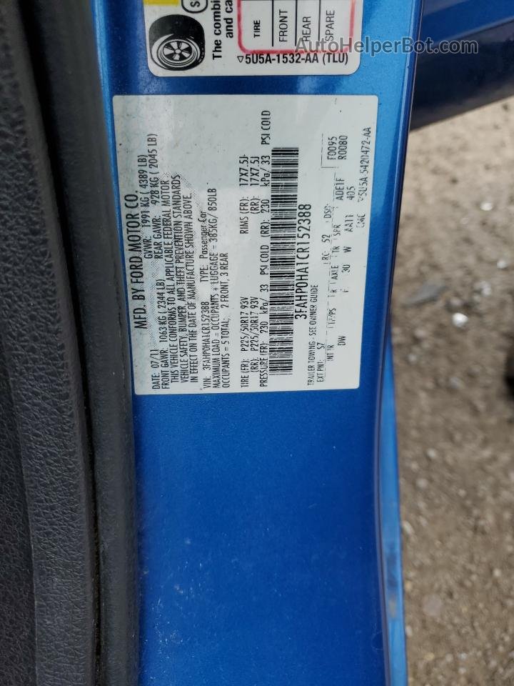 2012 Ford Fusion Se Blue vin: 3FAHP0HA1CR152388