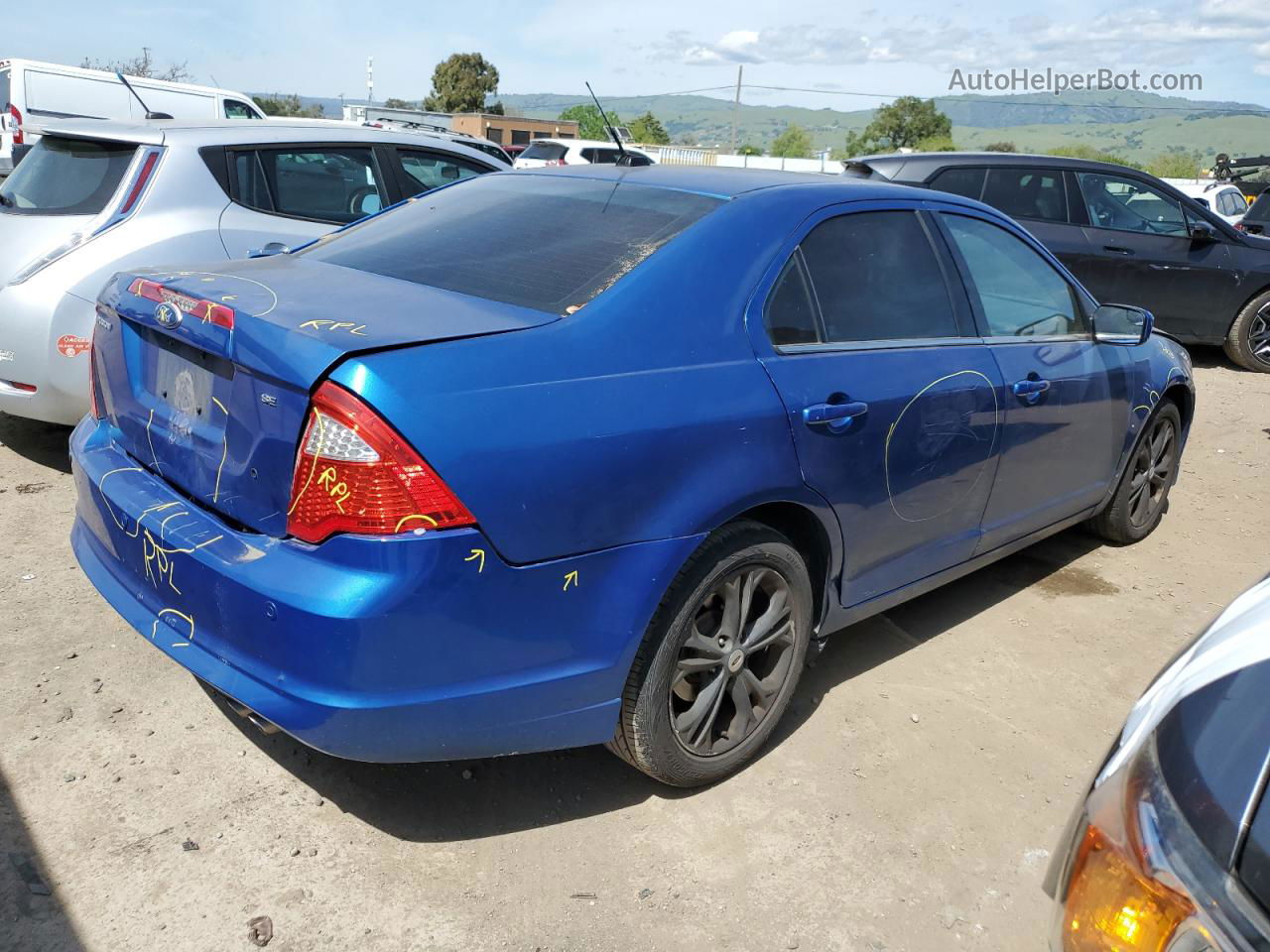 2012 Ford Fusion Se Blue vin: 3FAHP0HA8CR152582