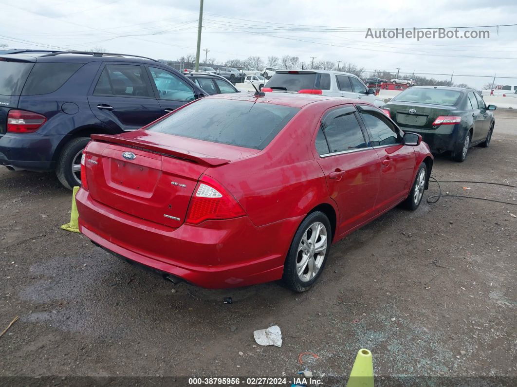 2012 Ford Fusion Se Maroon vin: 3FAHP0HG7CR222934