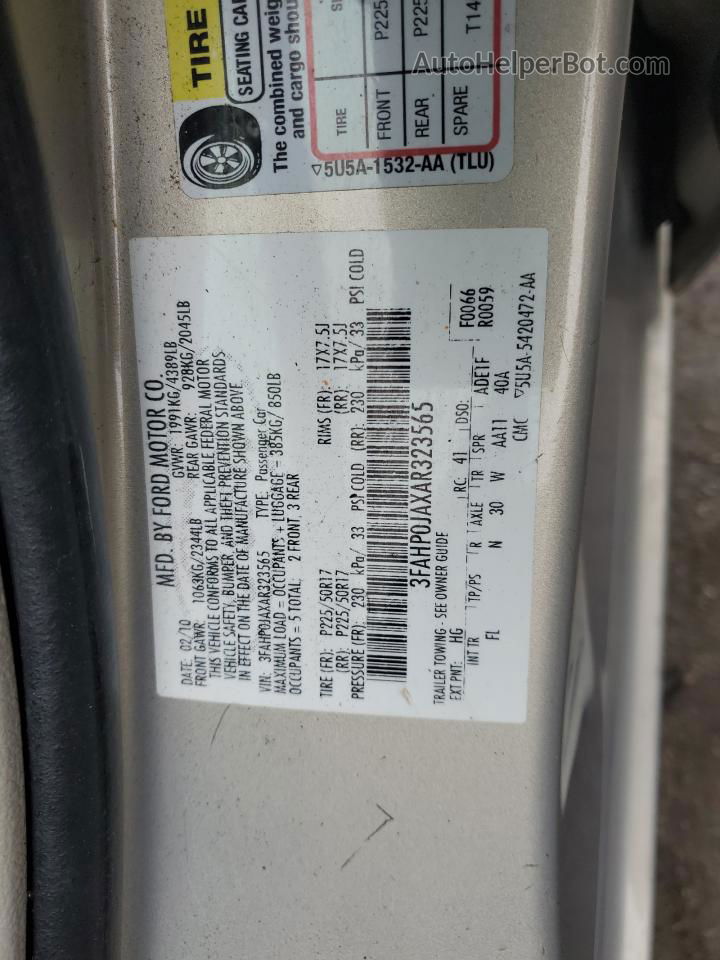 2010 Ford Fusion Sel Cream vin: 3FAHP0JAXAR323565