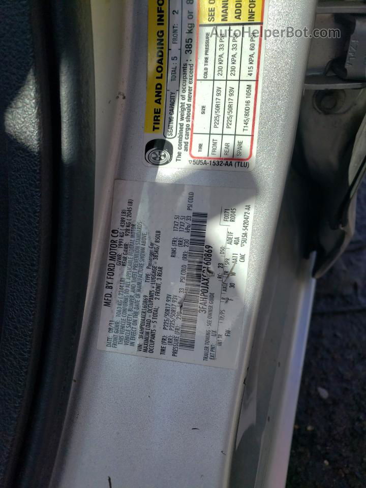 2012 Ford Fusion Sel Silver vin: 3FAHP0JAXCR160869