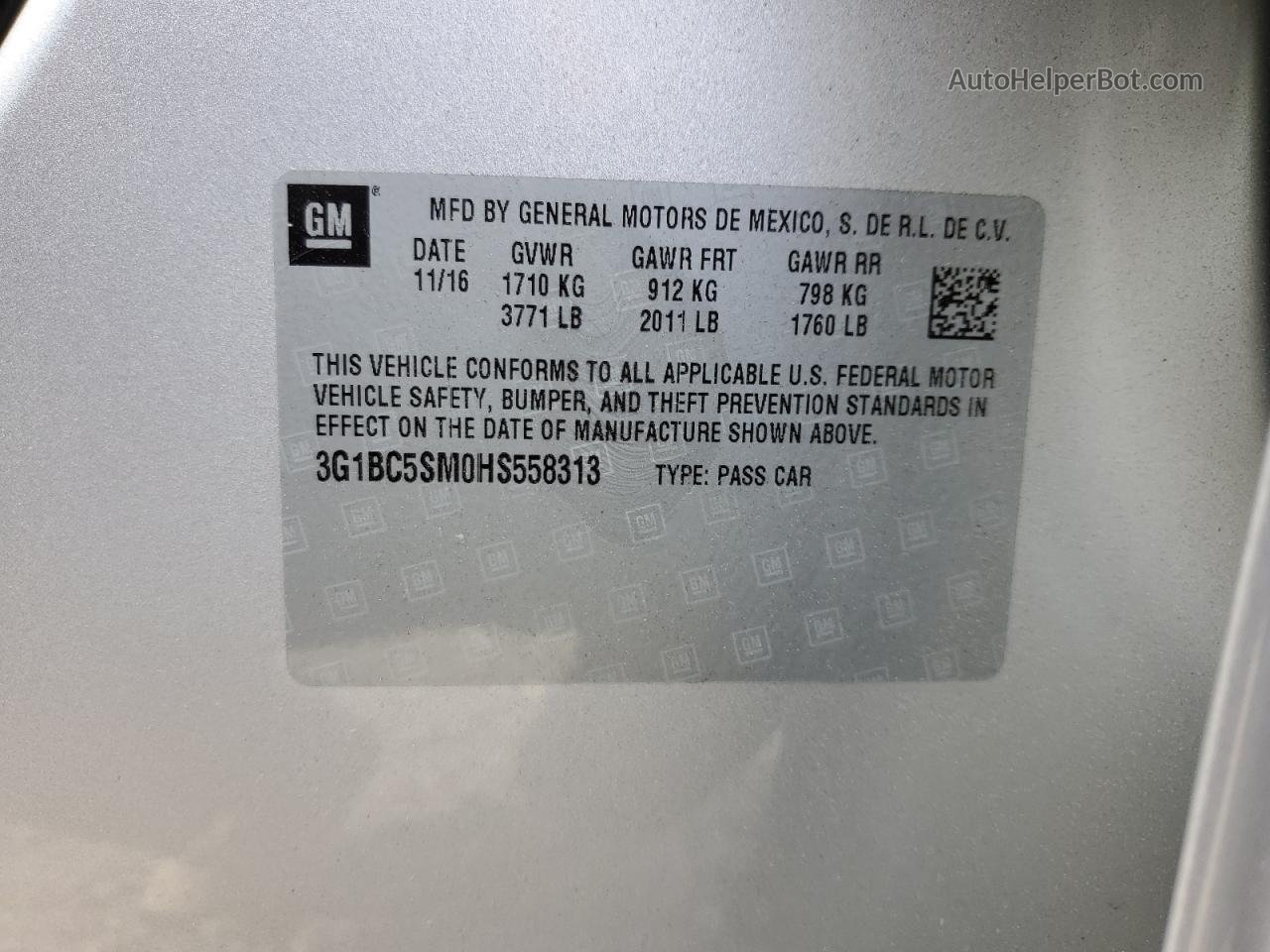2017 Chevrolet Cruze Ls Silver vin: 3G1BC5SM0HS558313
