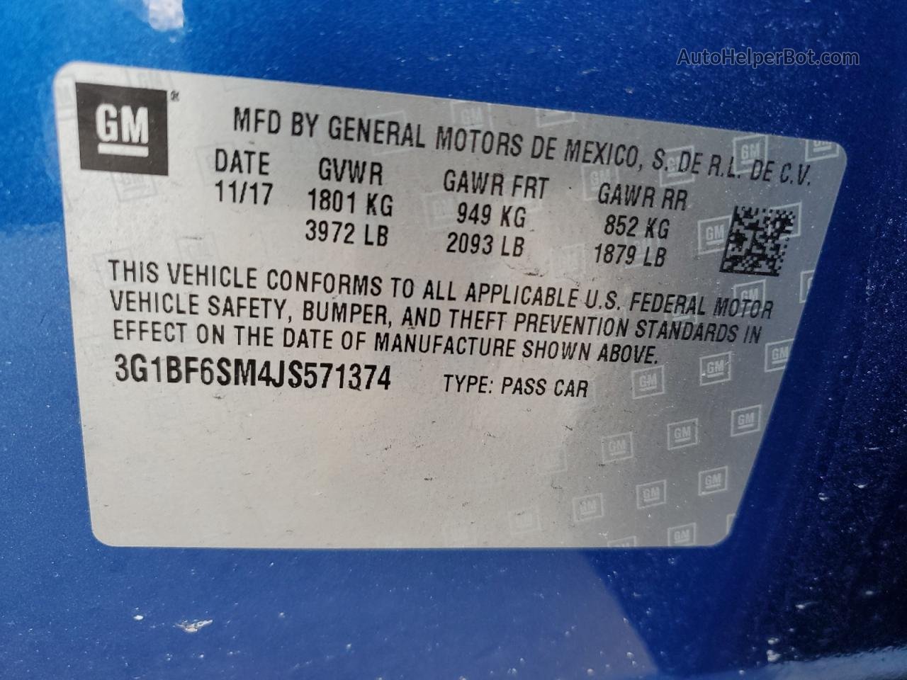 2018 Chevrolet Cruze Premier Синий vin: 3G1BF6SM4JS571374