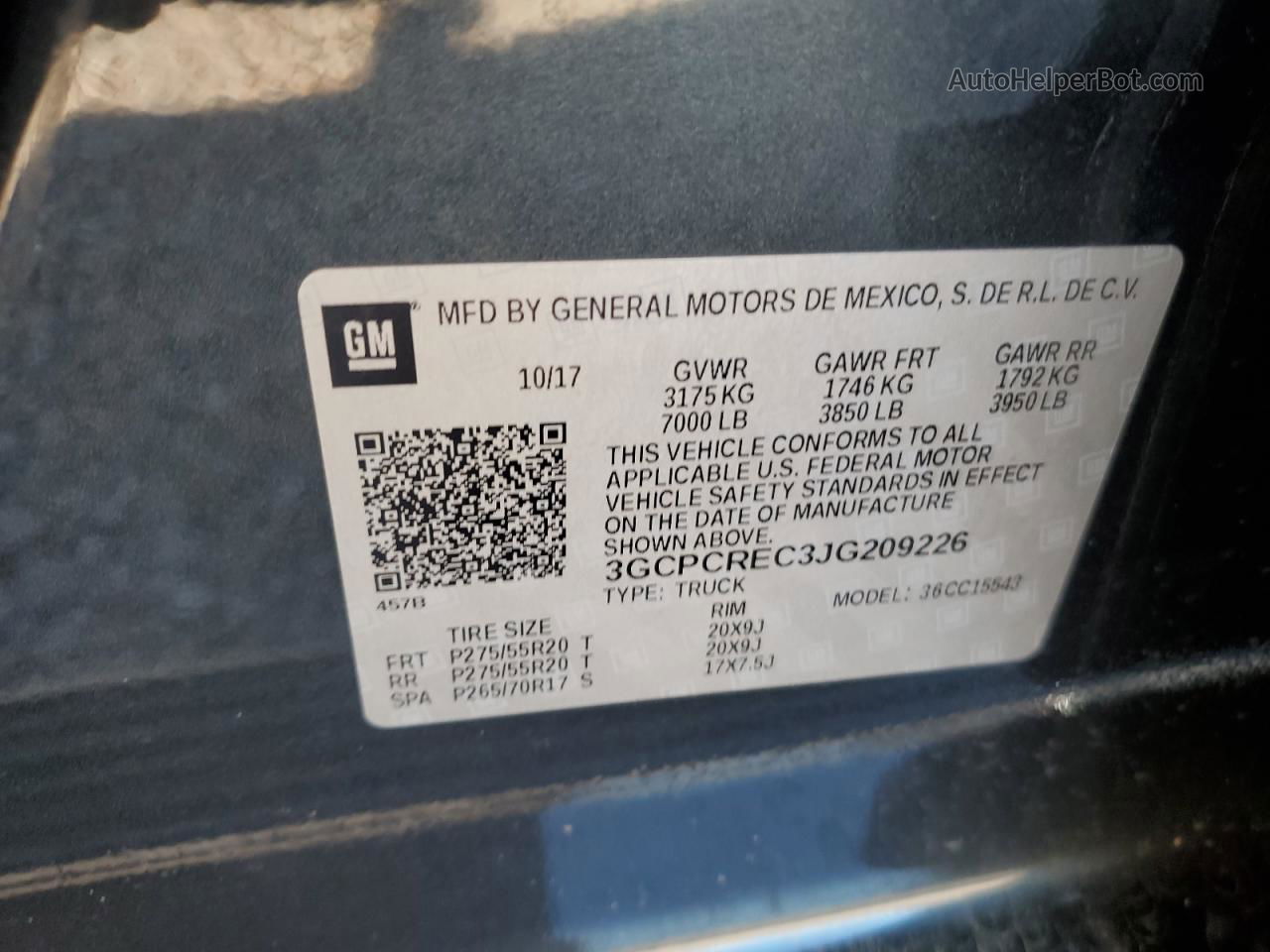 2018 Chevrolet Silverado C1500 Lt Gray vin: 3GCPCREC3JG209226