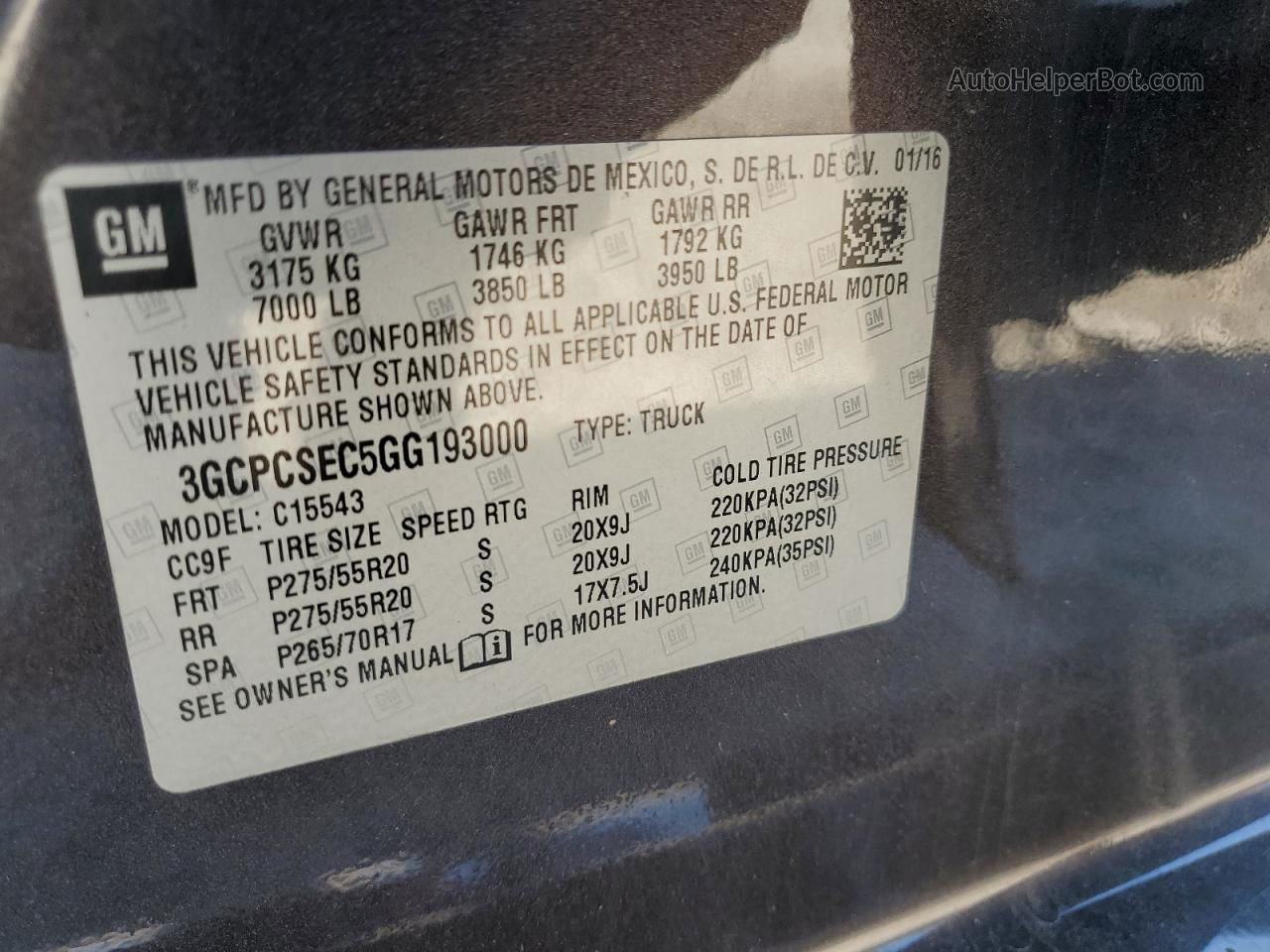 2016 Chevrolet Silverado C1500 Ltz Gray vin: 3GCPCSEC5GG193000