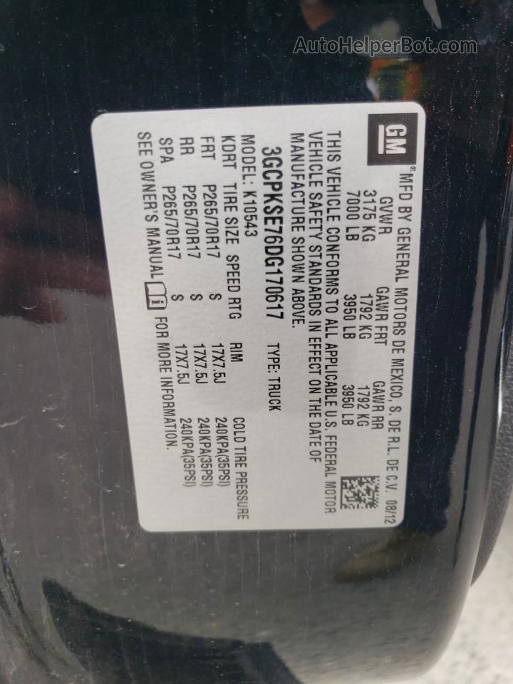 2013 Chevrolet Silverado K1500 Lt Black vin: 3GCPKSE76DG170617