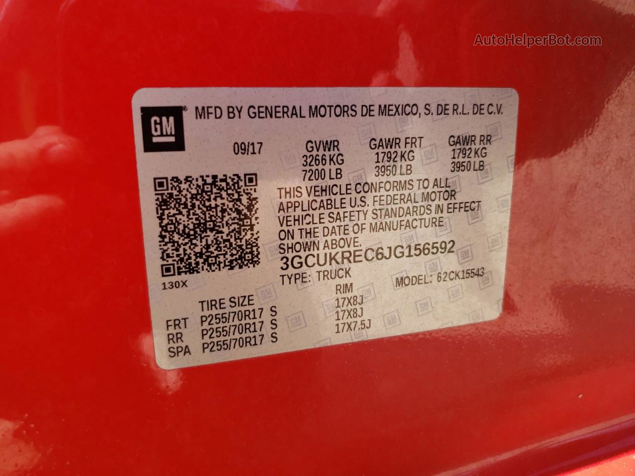 2018 Chevrolet Silverado K1500 Lt Красный vin: 3GCUKREC6JG156592