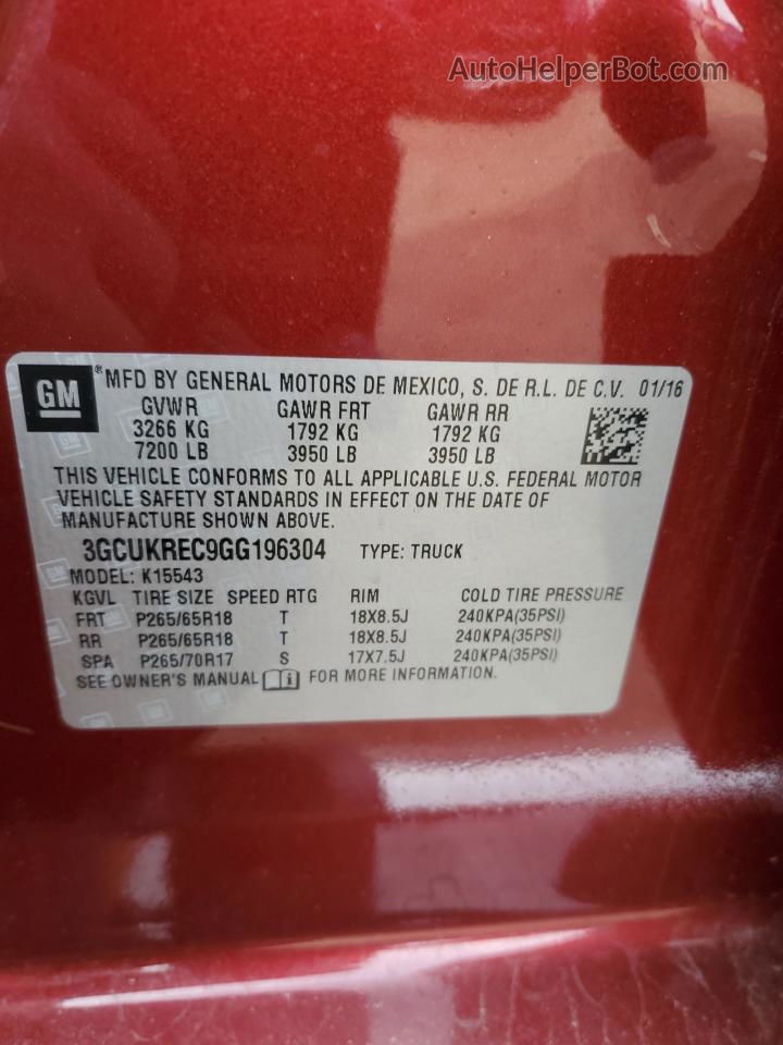 2016 Chevrolet Silverado K1500 Lt Burgundy vin: 3GCUKREC9GG196304