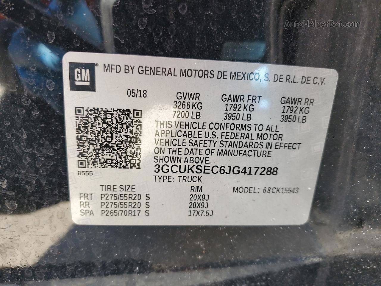 2018 Chevrolet Silverado K1500 Ltz Черный vin: 3GCUKSEC6JG417288