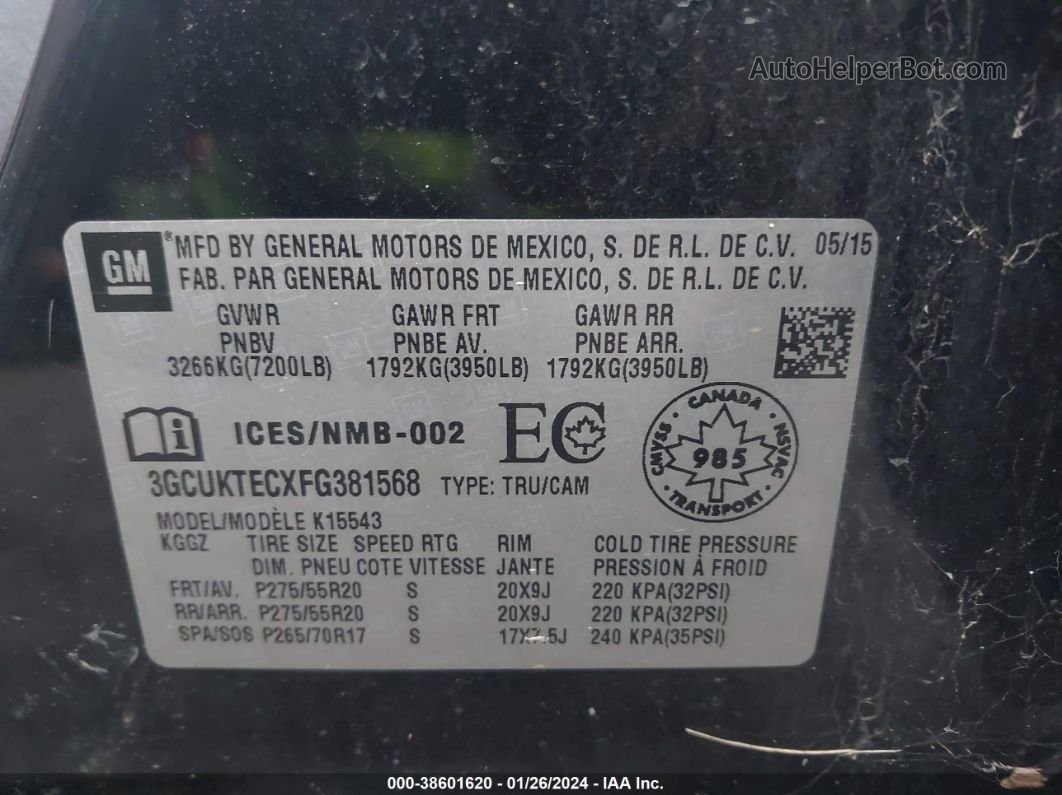 2015 Chevrolet Silverado 1500 High Country Черный vin: 3GCUKTECXFG381568