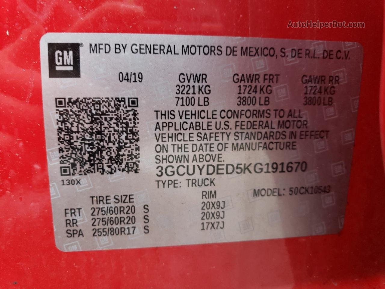 2019 Chevrolet Silverado K1500 Lt Red vin: 3GCUYDED5KG191670