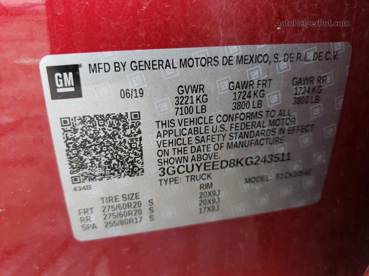 2019 Chevrolet Silverado K1500 Rst Red vin: 3GCUYEED8KG243511