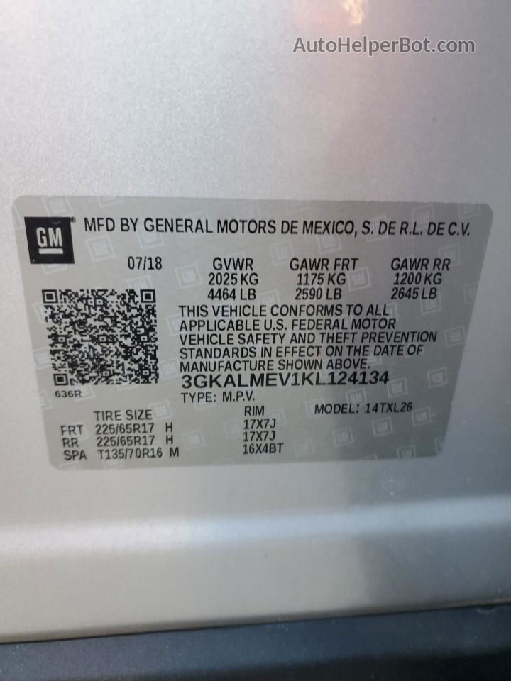 2019 Gmc Terrain Sle Silver vin: 3GKALMEV1KL124134