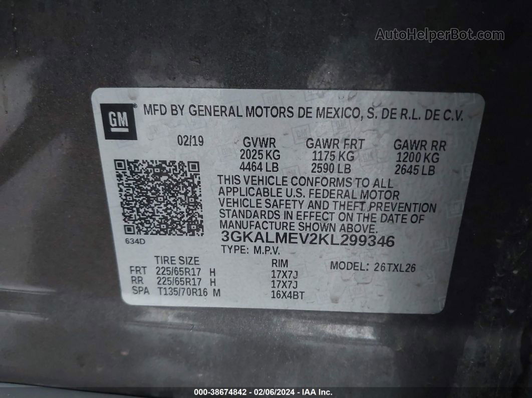 2019 Gmc Terrain Sle Gray vin: 3GKALMEV2KL299346