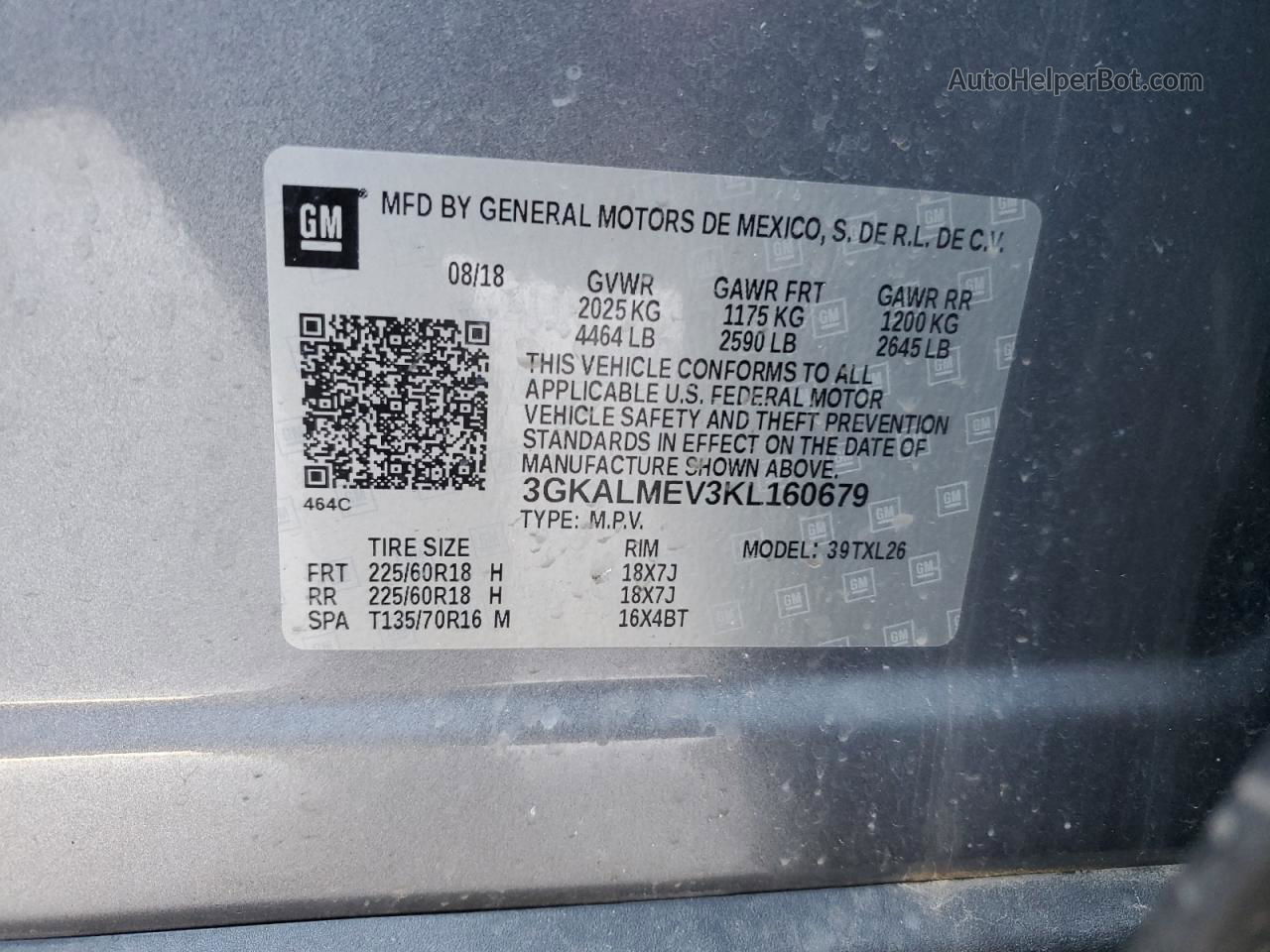 2019 Gmc Terrain Sle Silver vin: 3GKALMEV3KL160679