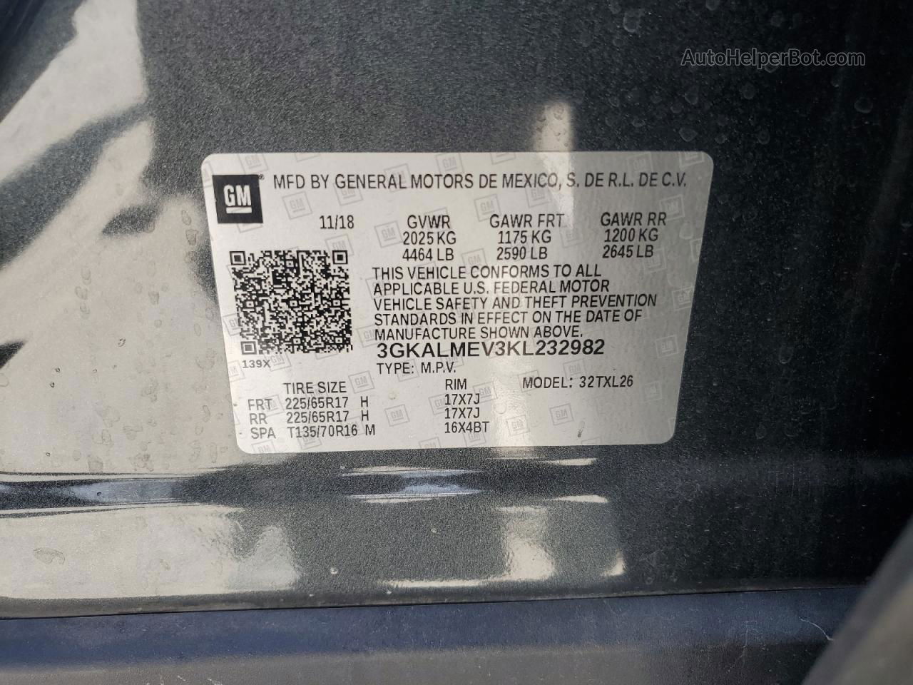 2019 Gmc Terrain Sle Charcoal vin: 3GKALMEV3KL232982