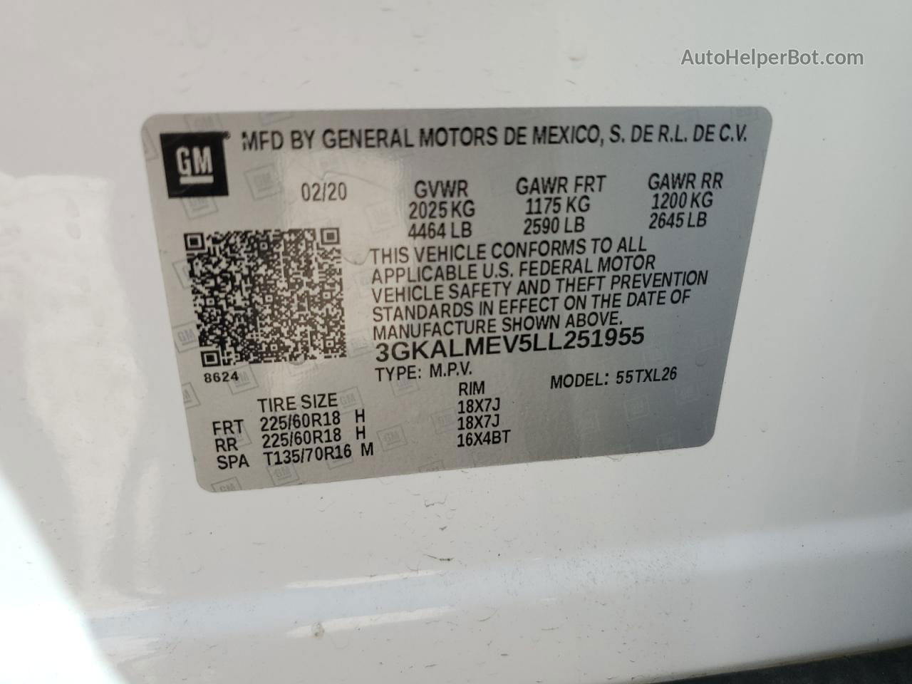 2020 Gmc Terrain Sle White vin: 3GKALMEV5LL251955