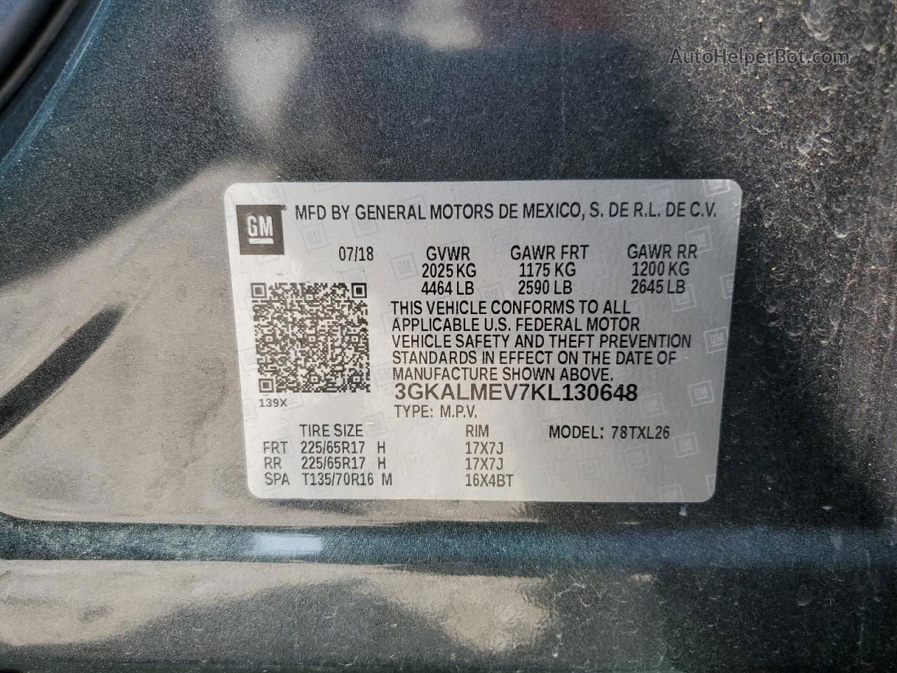 2019 Gmc Terrain Sle Угольный vin: 3GKALMEV7KL130648