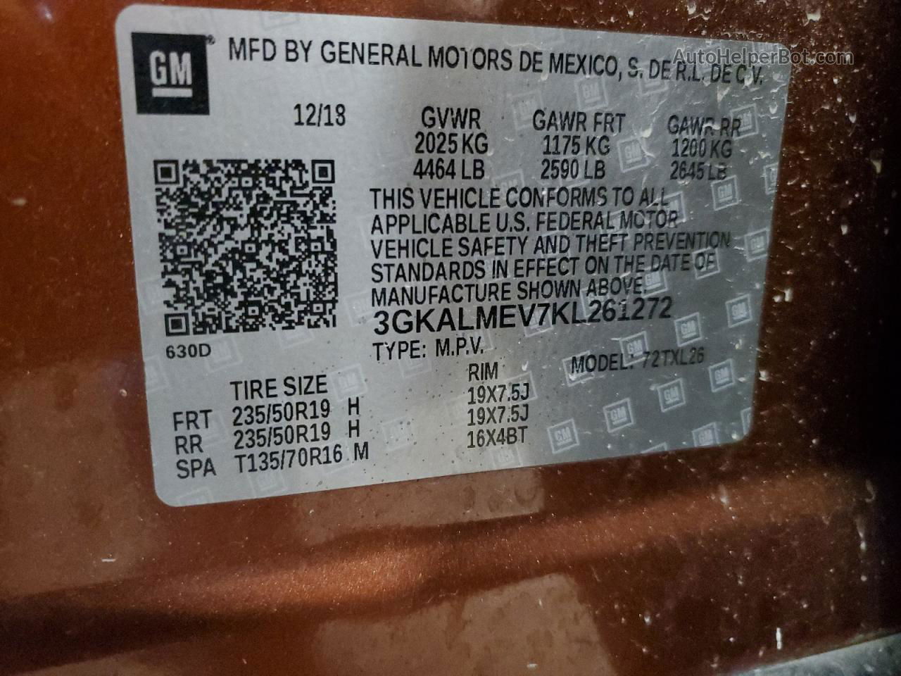 2019 Gmc Terrain Sle Brown vin: 3GKALMEV7KL261272