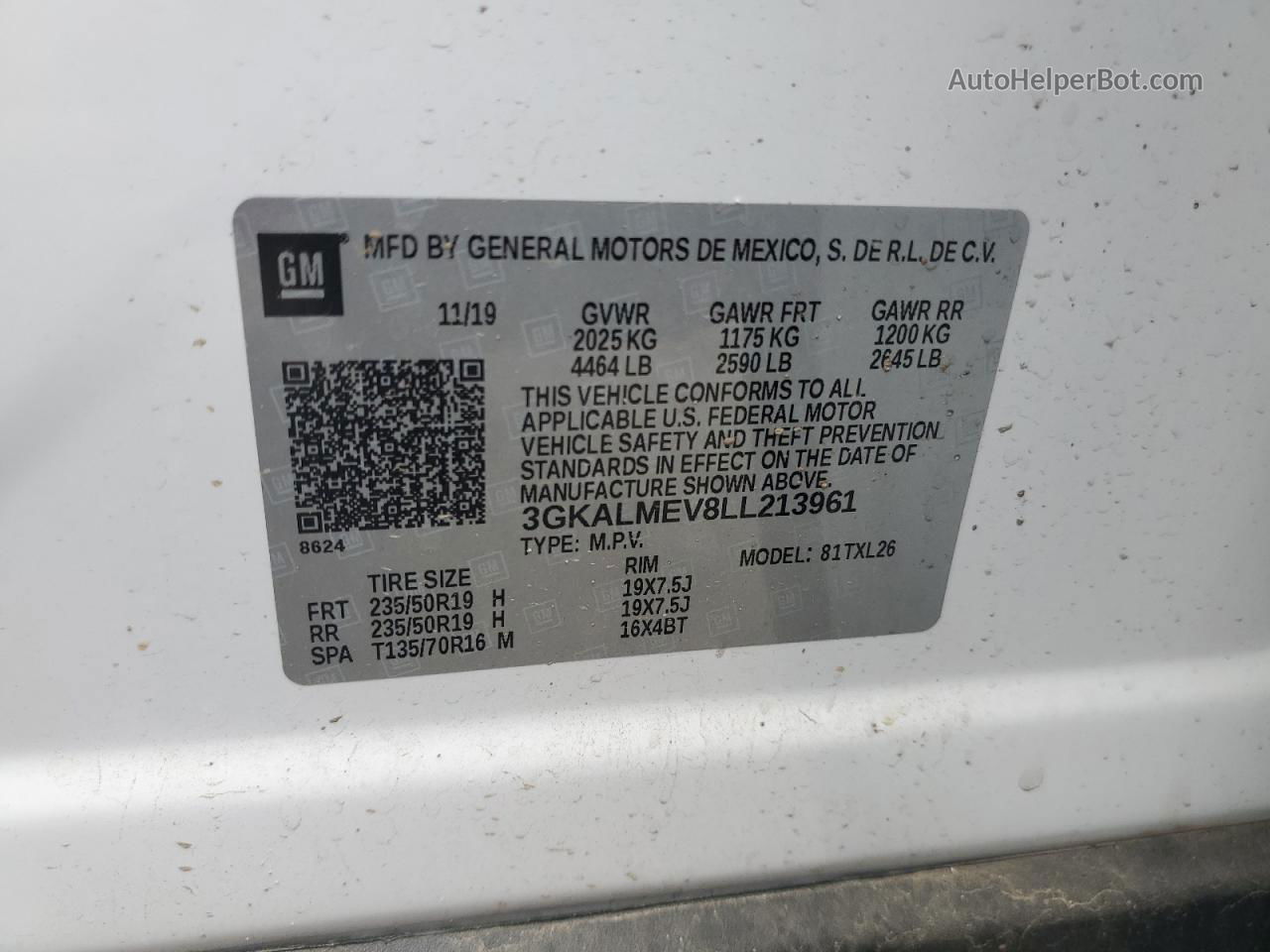 2020 Gmc Terrain Sle White vin: 3GKALMEV8LL213961