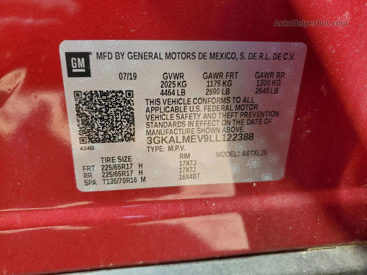 2020 Gmc Terrain Sle Red vin: 3GKALMEV9LL122388