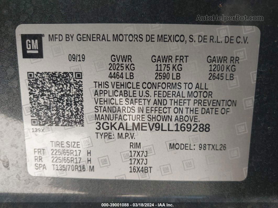 2020 Gmc Terrain Fwd Sle Gray vin: 3GKALMEV9LL169288