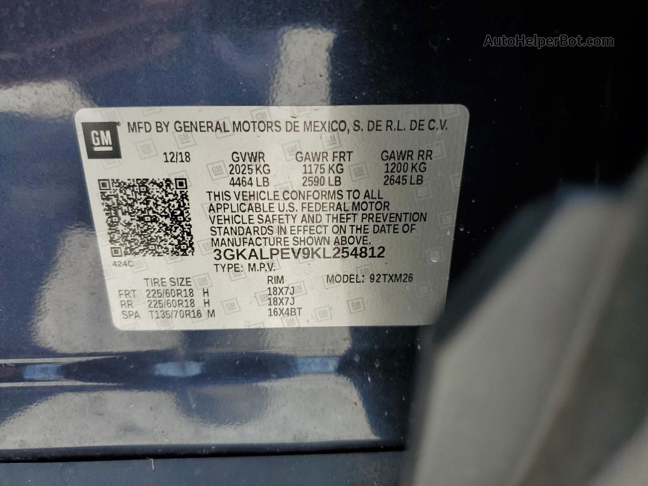 2019 Gmc Terrain Slt Blue vin: 3GKALPEV9KL254812