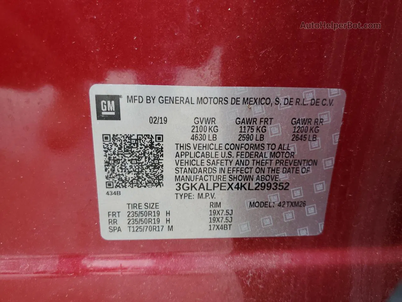 2019 Gmc Terrain Slt Red vin: 3GKALPEX4KL299352