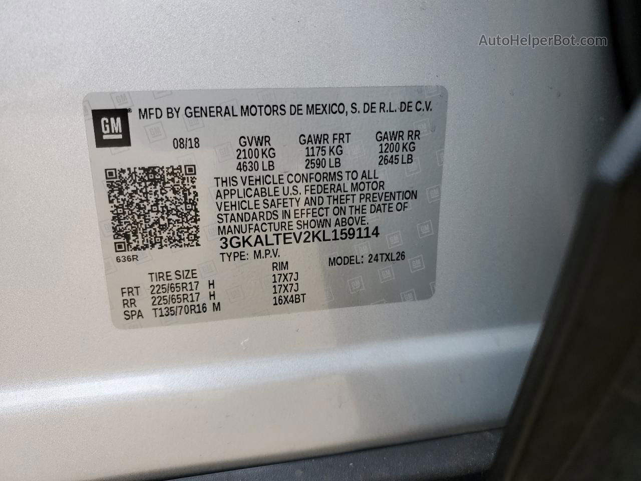 2019 Gmc Terrain Sle Silver vin: 3GKALTEV2KL159114