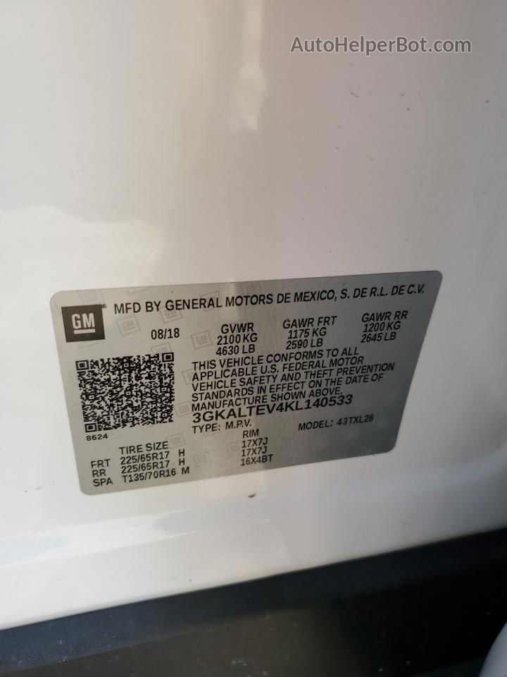 2019 Gmc Terrain Sle White vin: 3GKALTEV4KL140533