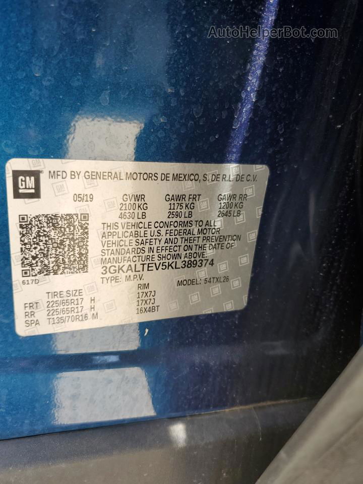 2019 Gmc Terrain Sle Blue vin: 3GKALTEV5KL389374