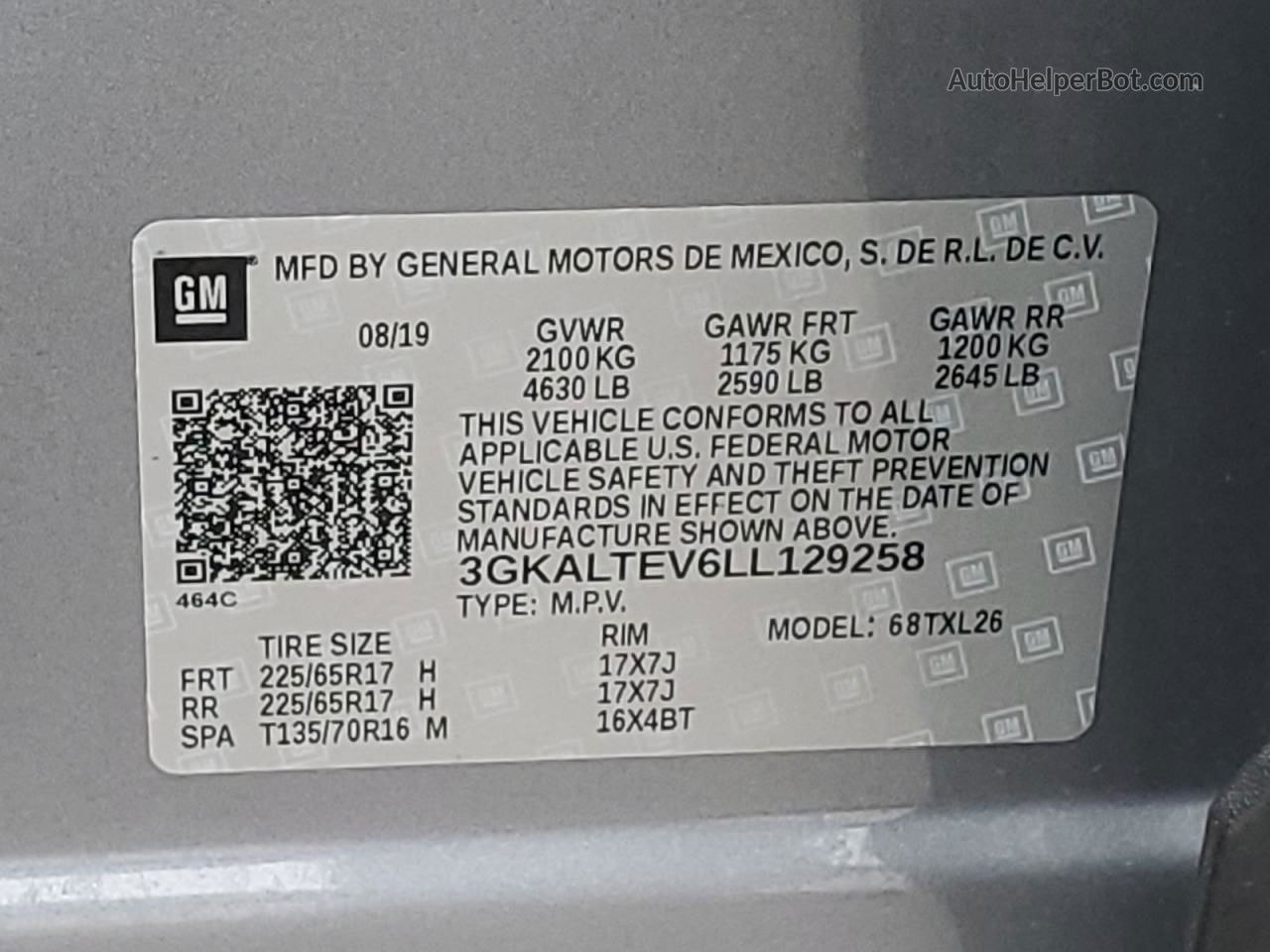 2020 Gmc Terrain Sle Gray vin: 3GKALTEV6LL129258