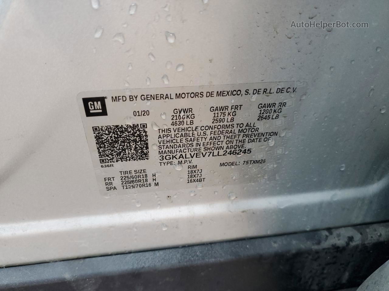 2020 Gmc Terrain Slt Silver vin: 3GKALVEV7LL246245