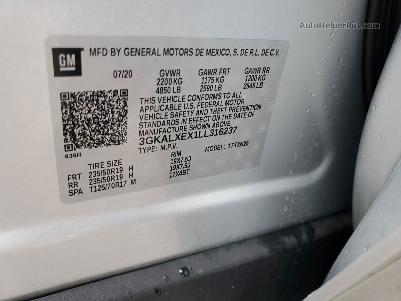 2020 Gmc Terrain Denali Серебряный vin: 3GKALXEX1LL316237