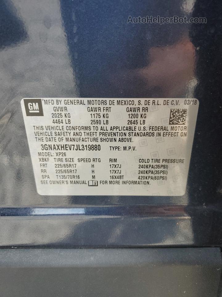 2018 Chevrolet Equinox Ls Синий vin: 3GNAXHEV7JL319880