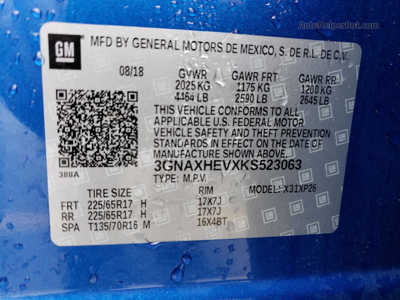2019 Chevrolet Equinox Ls Синий vin: 3GNAXHEVXKS523063